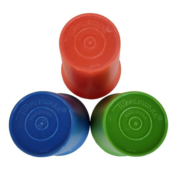 Vintage Tupperware Sippy Cups Tumbler Set of 3 #109 Green Blue Red (No Lids) - Picture 3 of 7